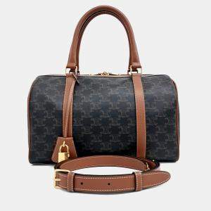 مملوكة مسبقًا Celine Brown Coated Canvas and Leather Triumph Boston Bag