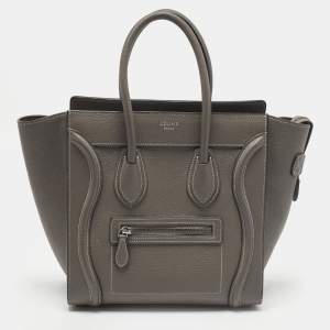 Pre Owned Celine Luggage Micro Grey Leather Tote