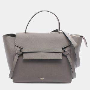مملوكة مسبقًا Celine Belt Nano Grey Leather Top Handle Bag