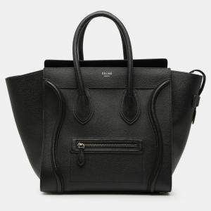 Pre Owned Celine Black Mini Leather Luggage Tote
