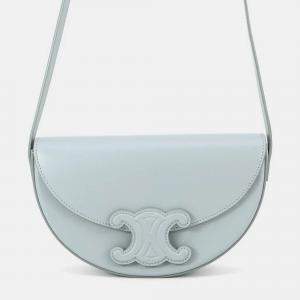 مملوكة مسبقًا حقيبة كتف سيلين كوير تريومف بوزاس جلد عجل أزرق فاتح