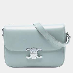 Pre Owned Celine Blue Classique Shiny Calfskin Triomphe Crossbody