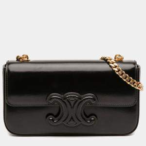 مملوكة مسبقًا Celine Black Smooth Calfskin Cuir Triomphe Chain Shoulder Bag