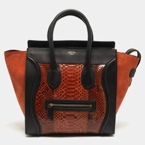 مملوكة مسبقًا Celine Luggage Mini Black/Brown Python and Leather Tote