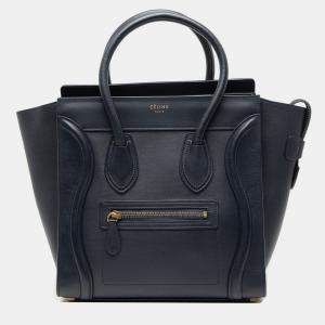 Pre Owned Celine Blue Micro Leather Luggage Tote