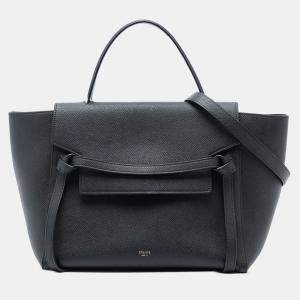 Pre Owned Celine Black Mini Grained Calfskin Belt Bag