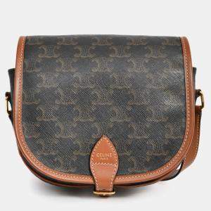 Pre Owned Celine 2020 Brown Triomphe Canvas/Leather Folco Crossbody