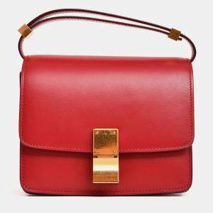 Pre Owned Celine 2016 Red Leather Nano Classic Box Bag
