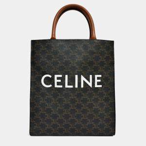 Pre Owned Celine 2019 Black/Brown Coated Canvas Small Triomphe Vertical Cabas Tote