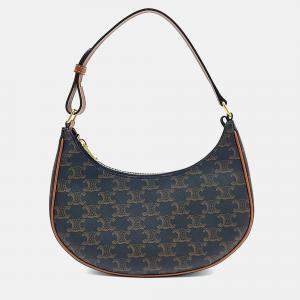 Pre Owned حقيبة هوبو آفا قماش بني تريومف سيلين