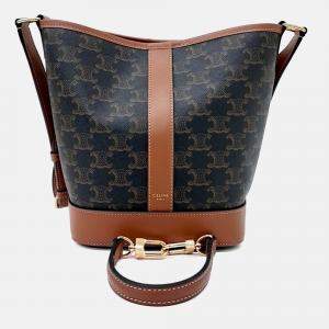 Pre Owned حقيبة باكيت سيلين قماش بني تريومف صغيرة