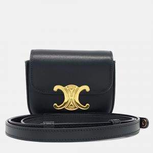 Pre Owned حقيبة كروس صغيرة جلد أسود تريومف سيلين