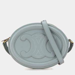 مملوكة مسبقًا Celine Blue Small Calfskin Cuir Triomphe Oval Crossbody