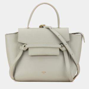 مملوكة مسبقًا Celine White Nano Grained Calfskin Belt Bag