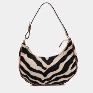 مملوكة مسبقًا Celine Brown Zebra Print Canvas Ava Shoulder Bag