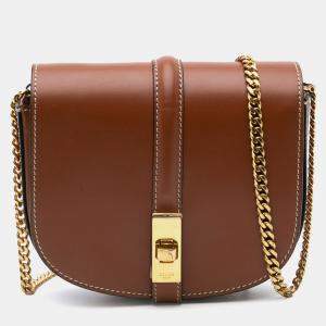 مملوكة مسبقًا Celine Brown Small Leather Besace 16 Wallet On Chain