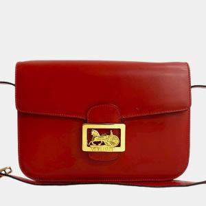 Pre Owned Celine Red Calfskin Horse Carriage Crossbody