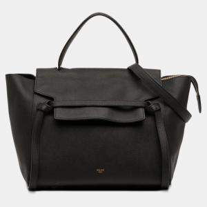 Pre Owned Celine Black Mini Grained Calfskin Belt Satchel