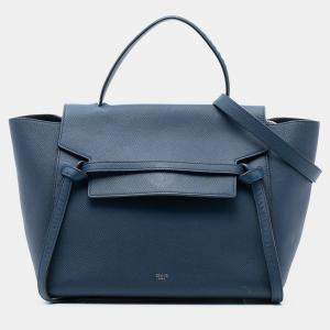مملوكة مسبقًا Celine Blue Mini Grained Calfskin Belt Bag