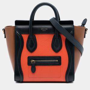 مملوكة مسبقًا Celine Orange Nano Tricolor Leather Luggage Tote