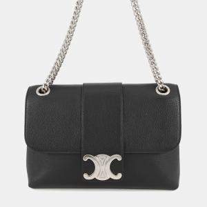 مملوكة مسبقًا Celine Victoire Chain Shoulder Bag Black Calf Leather Size Medium