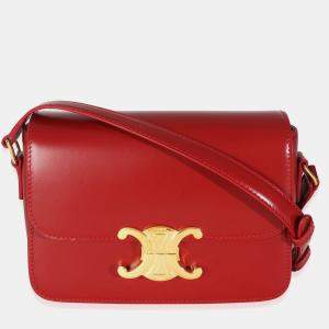 مملوكة مسبقًا Celine Red Shiny Calfskin Teen Triomphe