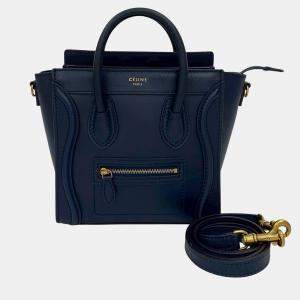 مملوكة مسبقًا Celine Blue Nano Leather Luggage Tote