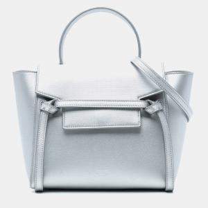 مملوكة مسبقًا Celine Silver Nano Laminated Calfskin Belt Bag