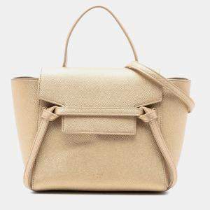 Pre Owned Celine Gold Nano Grained Calfskin Belt Bag