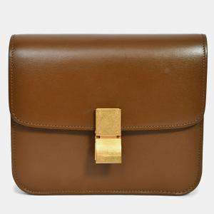 مملوكة مسبقًا Celine Brown Leather Small Box Crossbody Bag