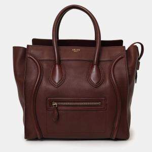 مملوكة مسبقًا Celine Burgundy Smooth Calfskin Mini Luggage Tote