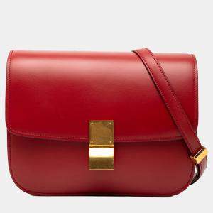 مملوكة مسبقًا Celine Red Medium Calfskin Classic Box