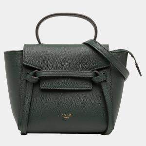 Pre Owned Celine Green Pico Grained Calfskin Belt Bag