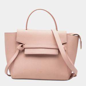 Pre Owned Celine Pink Micro Grained Calfskin Belt Bag