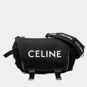 Pre Owned Celine Black Medium Nylon Logo Trekking Messenger Bag