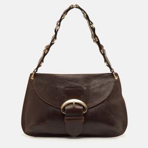 Pre Owned Celine Brown Leather Vintage Shoulder Bag