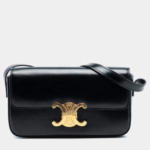 مملوكة مسبقًا Celine Black Shiny Calfskin Triomphe Claude Shoulder Bag