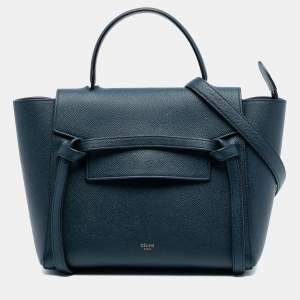 Pre Owned Celine Blue Micro Grained Calfskin Belt Bag