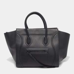 Pre Owned Celine Phantom Luggage Medium Black Leather Tote