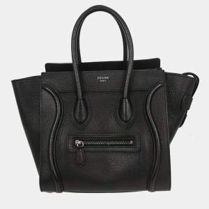 Pre Owned Celine Black Luggage Micro Tote Handbag