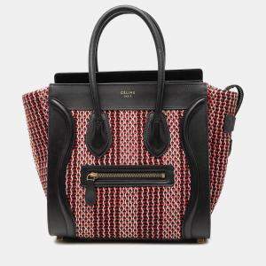 Pre Owned Celine Black Micro Tweed Luggage Tote