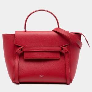 مملوكة مسبقًا Celine Red Micro Grained Calfskin Belt Bag