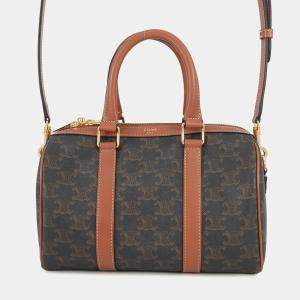 مملوكة مسبقًا Celine Triomphe 2Way Travel Bag Tan Pvc Leather Size Medium