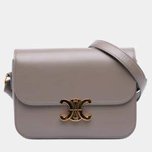Pre Owned Celine Brown Classique Shiny Calfskin Triomphe Crossbody