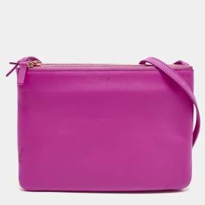 Pre Owned Celine Trio Large Pink Leather Crossbody Bag