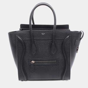 Pre Owned Celine Black Micro Calfskin Luggage Tote