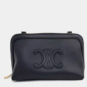 Pre Owned Celine Black Leather Triumph Clutch-On-Chain Crossbody Bag