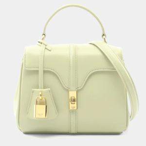 Pre Owned Celine Mini 16 Seize Handbag Leather Green