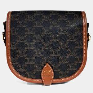 مملوكة مسبقًا Celine Brown Coated Canvas Folco Bag Medium