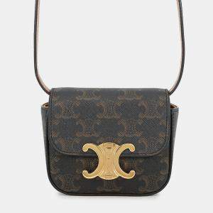 مملوكة مسبقًا Celine Triomphe Claude Mini Shoulder Pouch Tan Pvc Leather